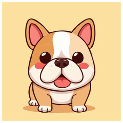 a cute lovely bulldog cartoon illustration with heart and love