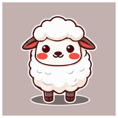 a cute lovely sheep cartoon illustration with heart and love