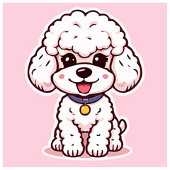 a cute lovely poodle cartoon illustration with heart and love
