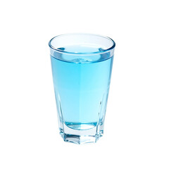 A glass of Blue water isolated on white background 