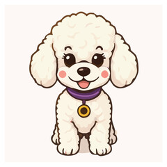 a cute lovely poodle cartoon illustration with heart and love