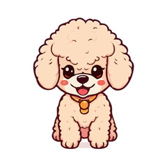 a cute lovely poodle cartoon illustration with heart and love