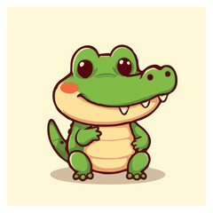 a cute lovely crocodile cartoon illustration with heart and love