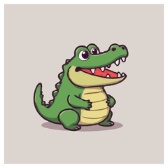 a cute lovely crocodile cartoon illustration with heart and love