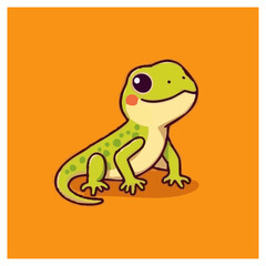 Fototapeta premium a cute lovely lizard cartoon illustration with heart and love