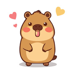 a cute lovely capybara cartoon illustration with heart and love