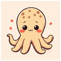 a cute lovely octopus cartoon illustration with heart and love