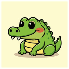 a cute lovely crocodile cartoon illustration with heart and love