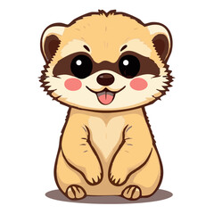 a cute lovely meekat cartoon illustration with heart and love