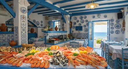 Restaurant with seafood display - Photo