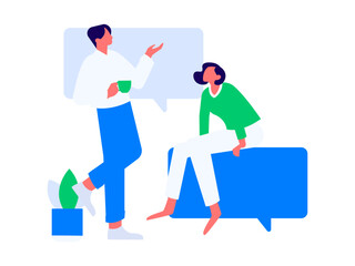 Flat vector illustration of business people operating work scene
