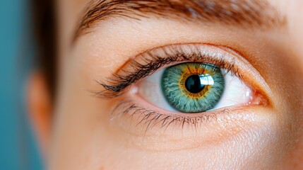 Obraz premium Close Up of a Hazel Eye with Detailed Lashes and Soft Lighting