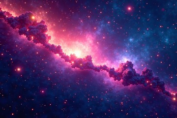 Naklejka premium Colorful and vibrant galaxy and nebula starry outer space background texture, stars, astronomy, vibrant