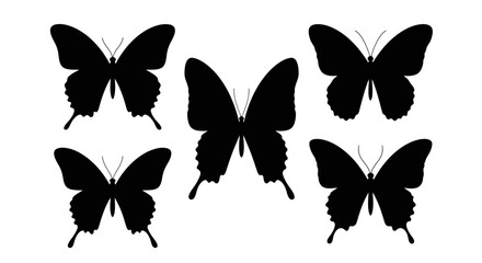 Set of Black Animal Silhouettes Flat Vector Collection on White Background
