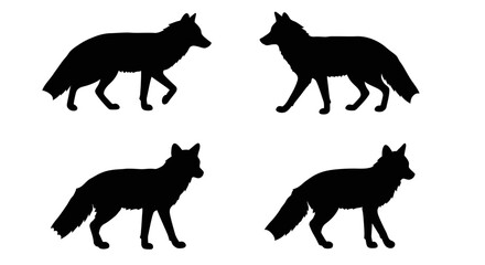 Set of Black Animal Silhouettes Flat Vector Collection on White Background
