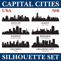 Capital cities silhouette set. USA. Part 6