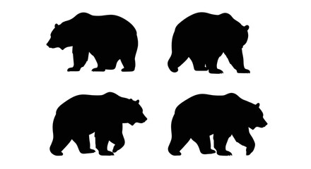 Set of Black Animal Silhouettes Flat Vector Collection on White Background

