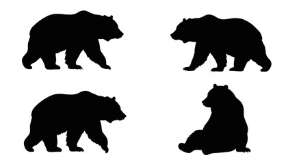 Set of Black Animal Silhouettes Flat Vector Collection on White Background
