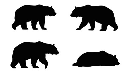 Set of Black Animal Silhouettes Flat Vector Collection on White Background
