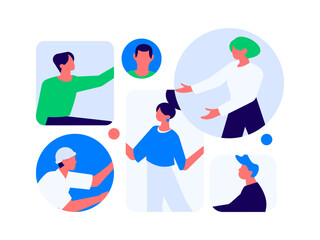 Flat vector illustration of business people operating work scene
