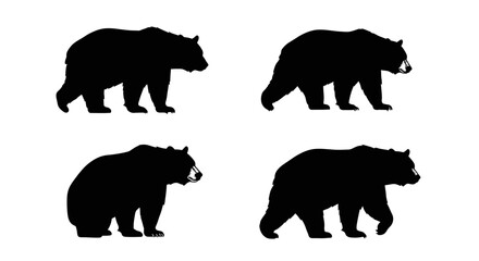 Set of Black Animal Silhouettes Flat Vector Collection on White Background
