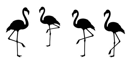 Set of Black Animal Silhouettes Flat Vector Collection on White Background
