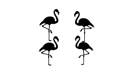 Set of Black Animal Silhouettes Flat Vector Collection on White Background
