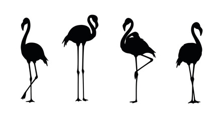 Set of Black Animal Silhouettes Flat Vector Collection on White Background
