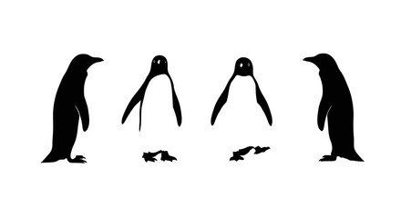 Set of Black Animal Silhouettes Flat Vector Collection on White Background
