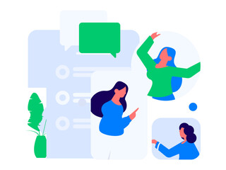 Flat vector illustration of business people operating work scene
