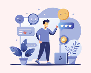 Customer satisfaction survey, service quality feedback concept