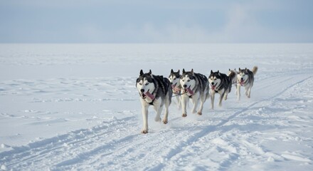 Naklejka premium Dog Sled Team Racing - Photo