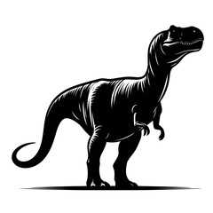 Obraz premium Full Body Silhouette of a Giganotosaurus in Simple Vector Style on White Background