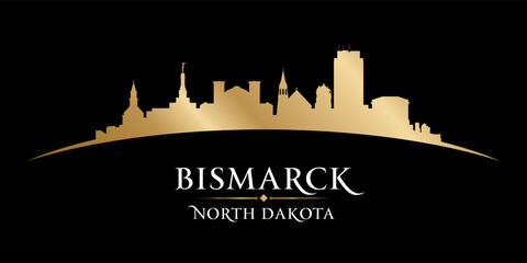 Bismarck North Dakota city skyline silhouette black background