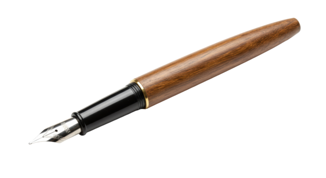 Isolated Elegant Wooden Fountain Pen Writing Instrument