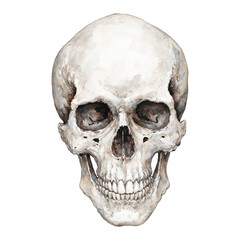 Obraz premium Skull Head Anatomy Front View Isolated Hand Drawn Watercolor Painting Illustration