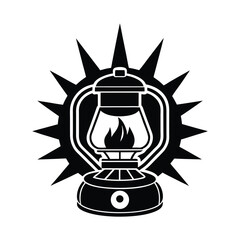 Vector Camp Stove with Sharp Burner Lines in Green and Black for Outdoor Logo