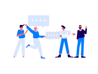 Flat vector illustration of business people operating work scene
