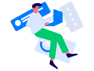 Flat vector illustration of business people operating work scene
