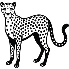 Standing cheetah silhouette vector flat illustration design.