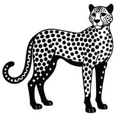 Standing cheetah silhouette vector flat illustration design.