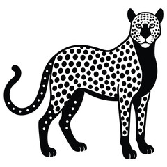 Standing cheetah silhouette vector flat illustration design.