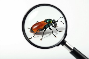 Naklejka premium Magnified view of an insect against a pure white backdrop, contrast, pattern