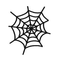 Spider web clipart in spooky serge embroidery style. A stitched Halloween element, perfect for creepy seasonal designs, embroidery-themed artwork, and digital decorations