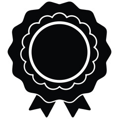 Classy badge shaped like a rosette flower with a circular center