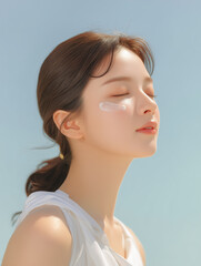 portrait of a young woman, Glossy makeup | shining and glow Natural Skin, for skincare