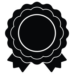 Classy badge shaped like a rosette flower with a circular center