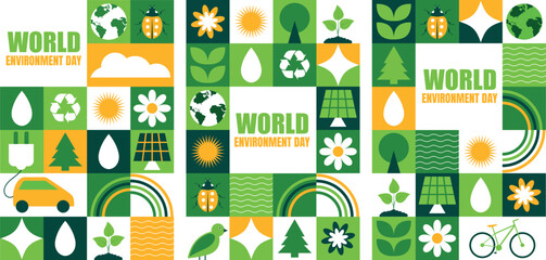 World Environment Day. Set of posters, banners, cards.