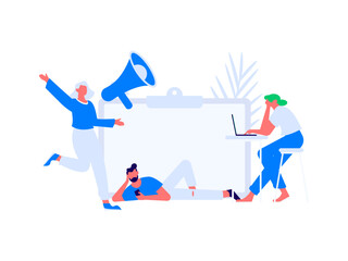 Flat vector illustration of business people operating work scene
