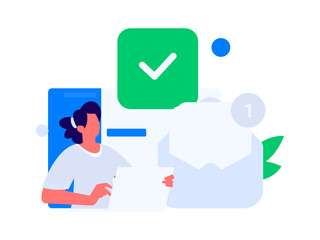 Flat vector illustration of business people operating work scene
